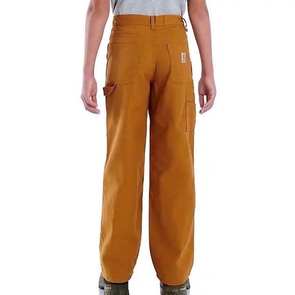 NWT Carhartt Boys' Loose Fit Flannel-Lined Utility Work Pants Dark Mustard SZ 16 - Picture 4 of 16